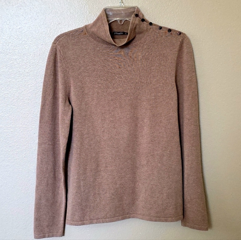 J. Mclaughlin Womens Brown Cotton Modal Mock Neck Knit Sweater - Size Medium